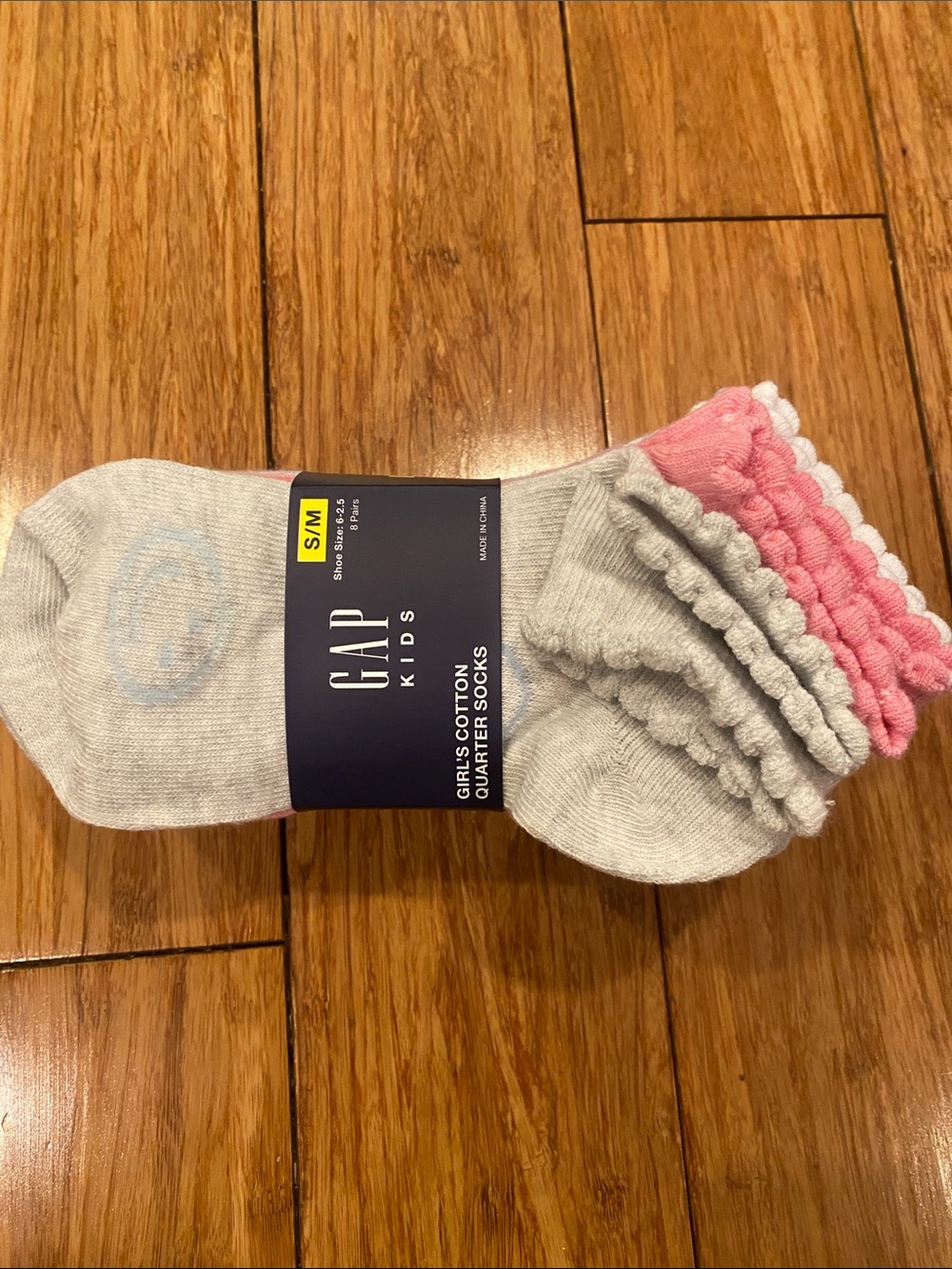 GAP Kids Girls Gray, Pink, striped,purple Ruffle Cuff Cotton Quarter Socks